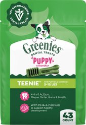 Greenies Natural Teenie Puppy Dental Dog Treats, 43 count