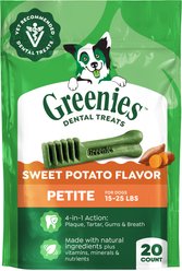 Greenies Petite Sweet Potato Natural Dental Dog Treats, 20 count