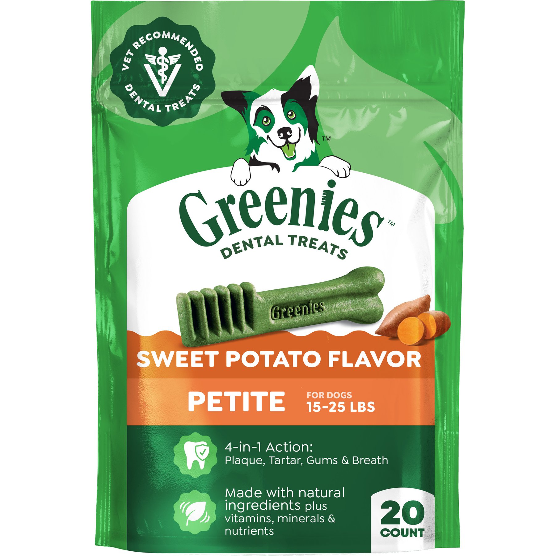 Greenies Petite Sweet Potato Natural Dental Dog Treats, 20 count