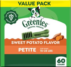 Greenies Petite Sweet Potato Natural Dental Dog Treats, 60 count
