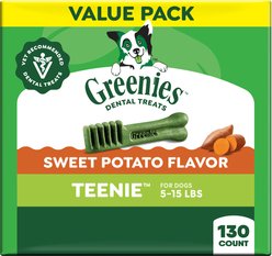 Greenies Teenie Sweet Potato Natural Small Dental Dog Treats, 130 count