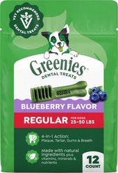 Greenies Blueberry Regular Dental Dog Treats, 12 count