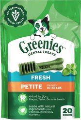 Greenies Petite Natural Fresh Mint Dental Dog Treats, 20 count