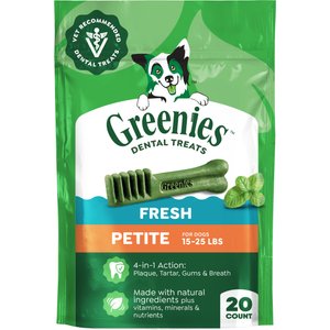 Greenies Petite Natural Fresh Mint Dental Dog Treats, 20 count