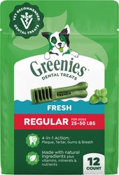 Greenies Regular Natural Fresh Mint Dental Dog Treats, 12 count