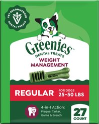 Greenies Weight Management Regular Natural Dental Dog Treats, 27 count