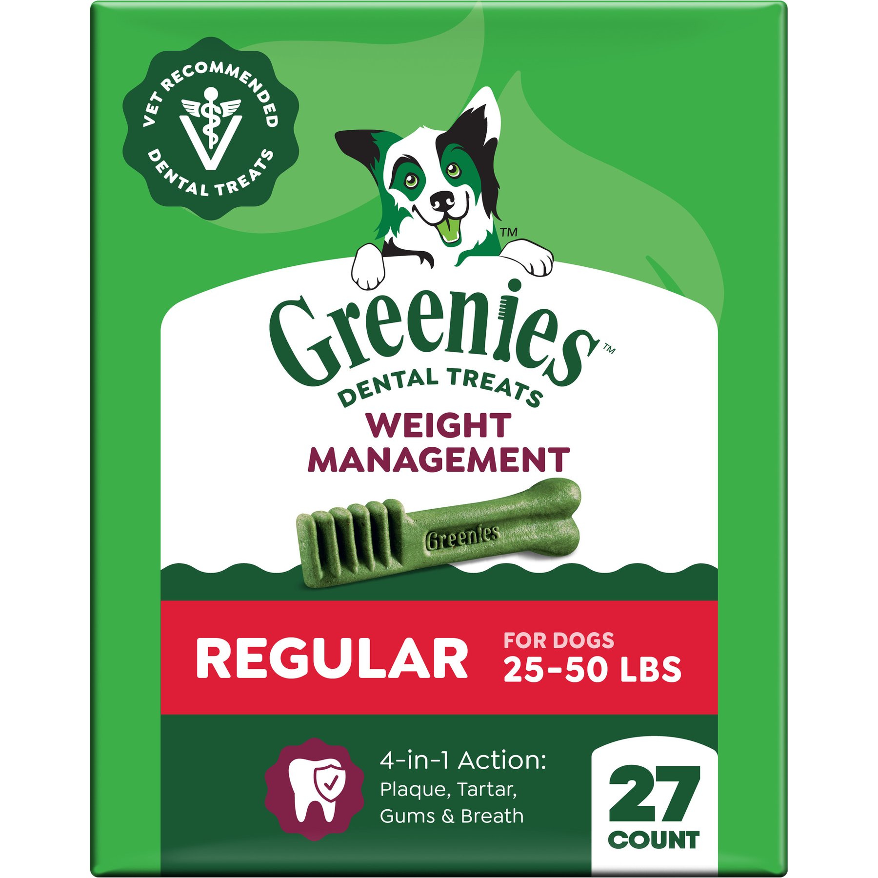 Greenies Weight Management Dental Dog Treats, 27-oz canister, 27 chews