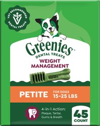 Greenies Weight Management Petite Natural Dental Dog Treats, 45 count