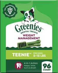 Greenies Weight Management Natural Teenie Dental Dog Treats, 96 count