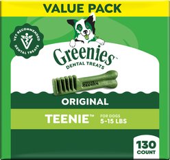Greenies Teenie Natural Original Chicken Flavor Dental Dog Treats, 130 count slide 1 of 9