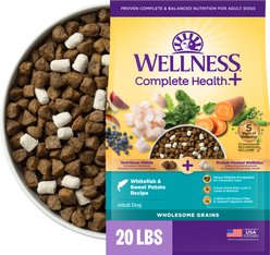 Wellness Complete Health+ Adult Whitefish & Sweet Potato Dry Dog Food, 20-lb bag