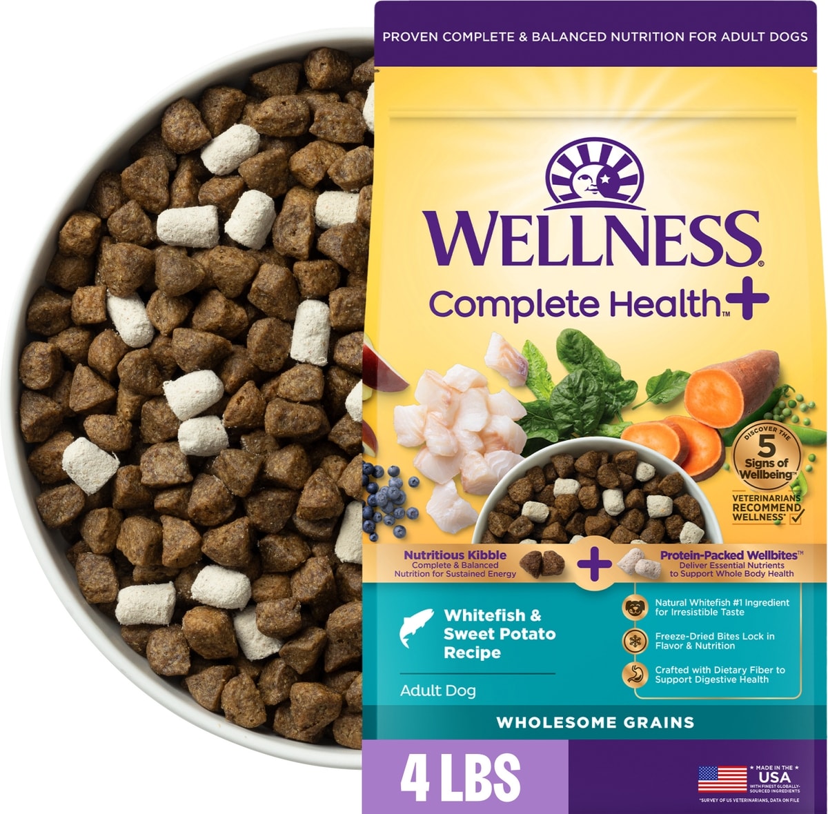 WELLNESS Complete Health+ Adult Whitefish & Sweet Potato Dry Dog