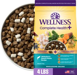 Wellness Complete Health+ Adult Whitefish & Sweet Potato Dry Dog Food, 4-lb bag