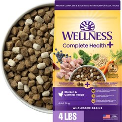 Wellness Complete Health+ Adult Chicken & Oatmeal Dry Dog Food, 4-lb bag