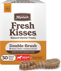 Merrick Fresh Kisses Peanut Butter & Banana Medium Dental Dog Treats, 30 count