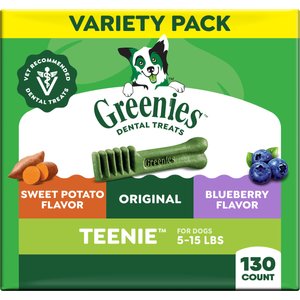 Greenies Natural Dental Care Teenie Size Sweet Potato Original Chicken & Blueberry Dental Dog Treats, 130 count