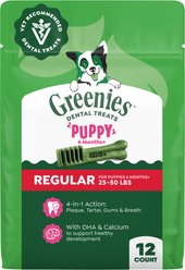 Greenies Regular Natural Puppy Dental Dog Treats, 12 count