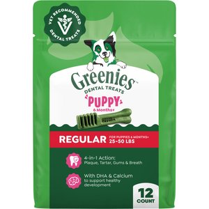 Greenies Regular Natural Puppy Dental Dog Treats, 12 count