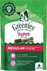 Greenies Regular Natural Puppy Dental Dog Treats, 6 count