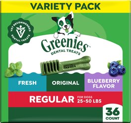 Greenies Variety Pack Natural Regular Dental Dog Treats, 36 count