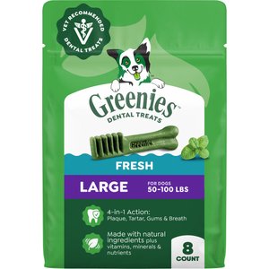 Greenies Large Natural Fresh Mint Dental Dog Treats, 8 count