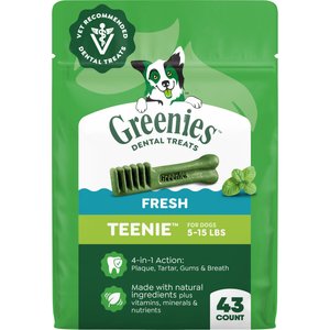 Greenies Natural Fresh Mint Teenie Dental Dog Treats, 43 count
