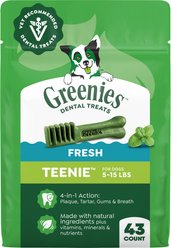 Greenies Natural Fresh Mint Teenie Dental Dog Treats, 43 count