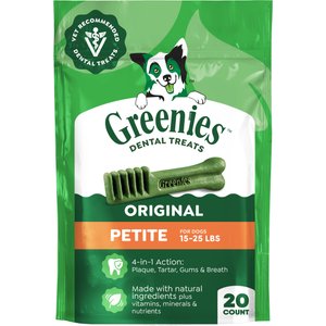 Greenies Petite Natural Original Chicken Flavor Dental Dog Treats, 20 count