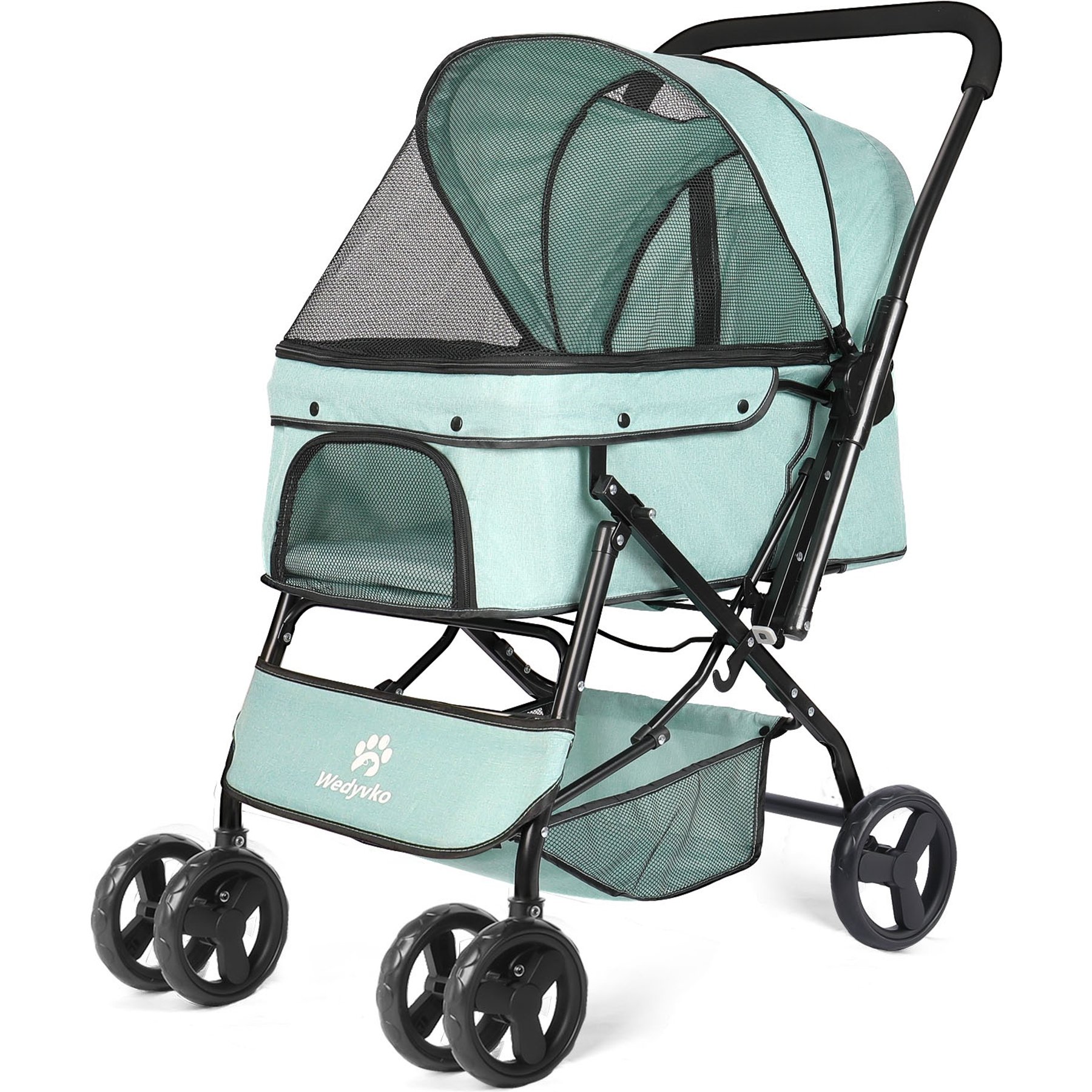 Wedyvko P03 Portable One-Button Foldable Dog & Cat Stroller, Teal Blue