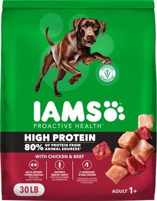 Iams Proactive Health High Protein Chicken & Beef Dry Dog Food, 30-lb bag