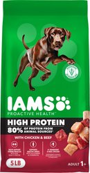 Iams Proactive Health High Protein Chicken & Beef Dry Dog Food, 5-lb bag slide 1 of 9