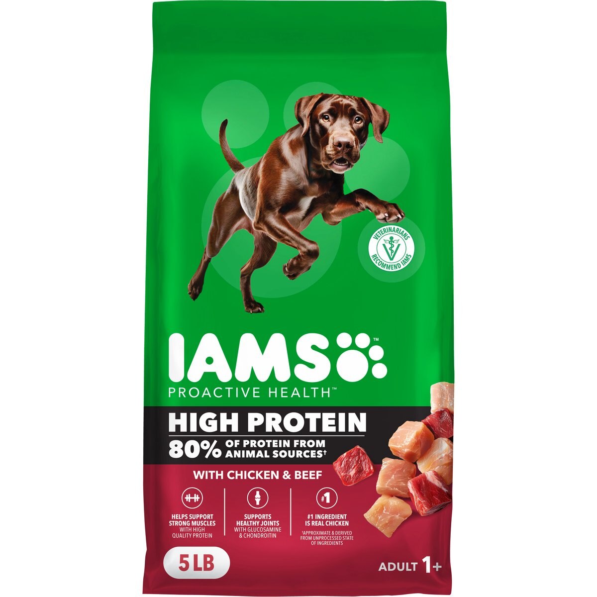 Iams Proactive Health High Protein Chicken & Beef Dry Dog Food, 5-lb bag