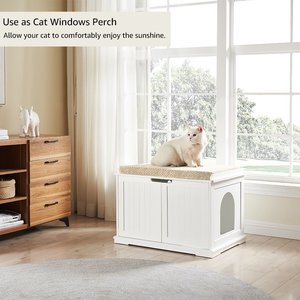 Unipaws Decorative Cat Litter Box Enclosure, White