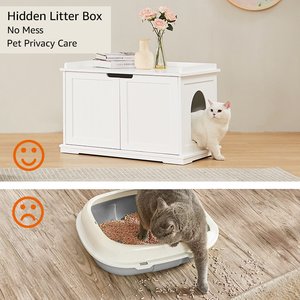 Unipaws Decorative Cat Litter Box Enclosure, White