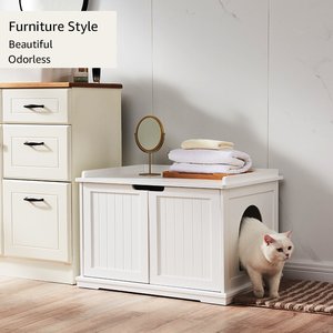 Unipaws Decorative Cat Litter Box Enclosure, White