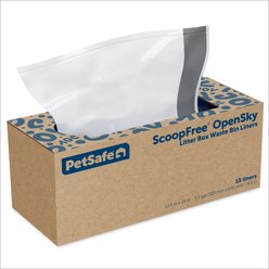 PetSafe ScoopFree OpenSky Cat Litter Box Waste Bin Liner, White/Gray, 15 count