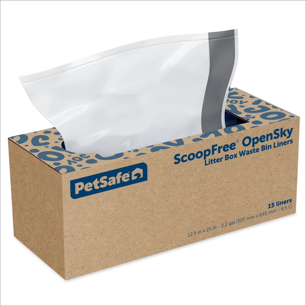 PetSafe ScoopFree OpenSky Cat Litter Box Waste Bin Liner, White/Gray, 15 count