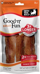 Good 'n' Fun Triple Flavor Rolls Wrapped with Real Bully Dog Chew Treats, Large, 3 count slide 1 of 2