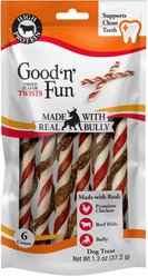 Good 'n' Fun Triple Flavor Twists Wrapped with Real Bully Dog Chew Treats, 6 count