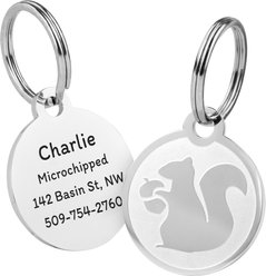 GoTags Fun Design Circle Personalized Dog & Cat ID Tag, Squirrel
