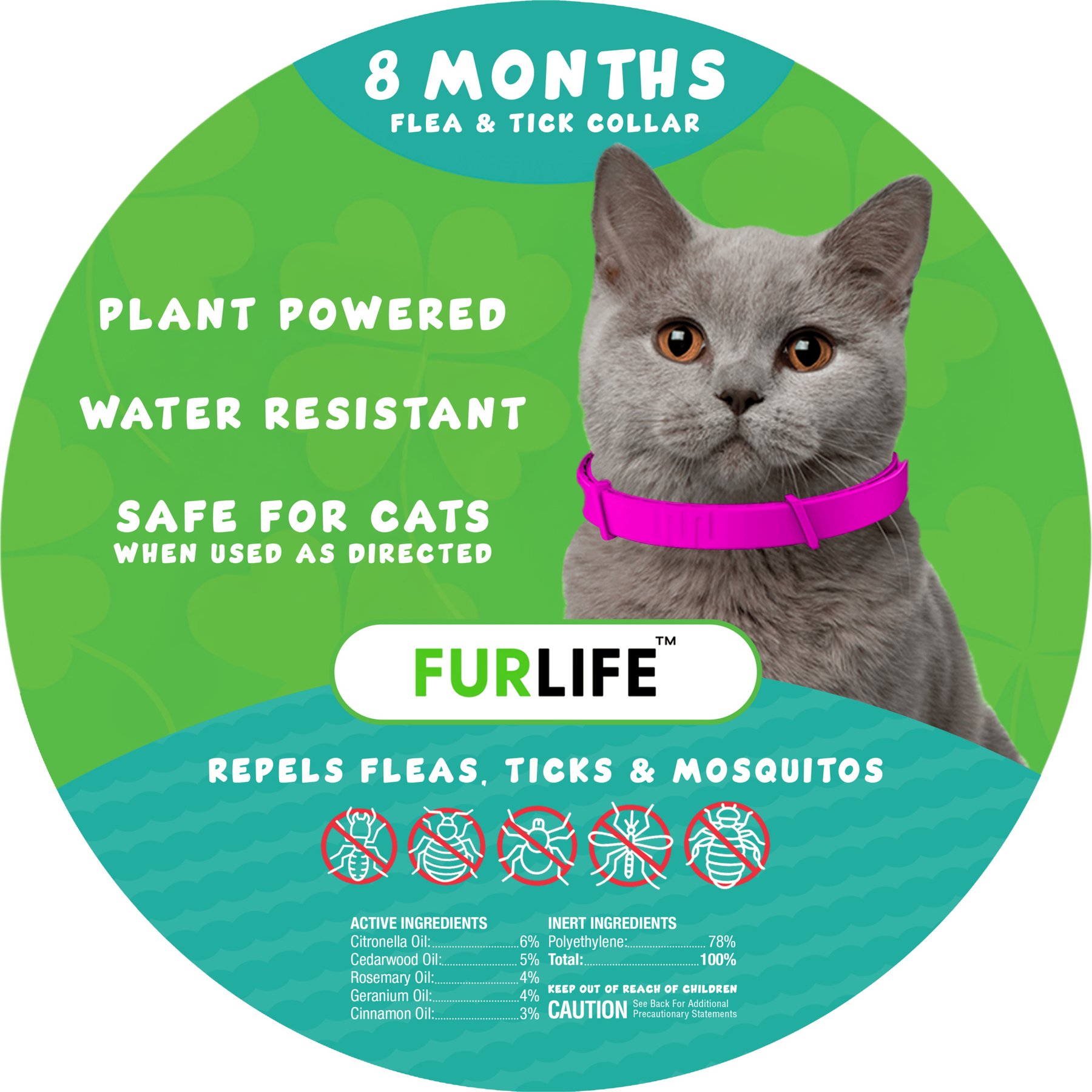 FurLife Flea & Tick Collar for Cats, Pink