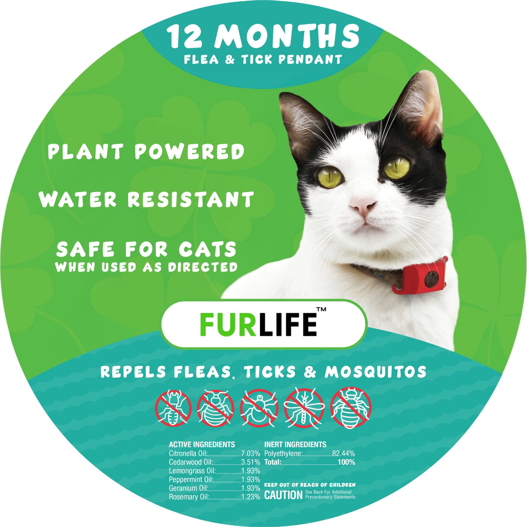 FurLife Flea & Tick Pendant for Cats, Red