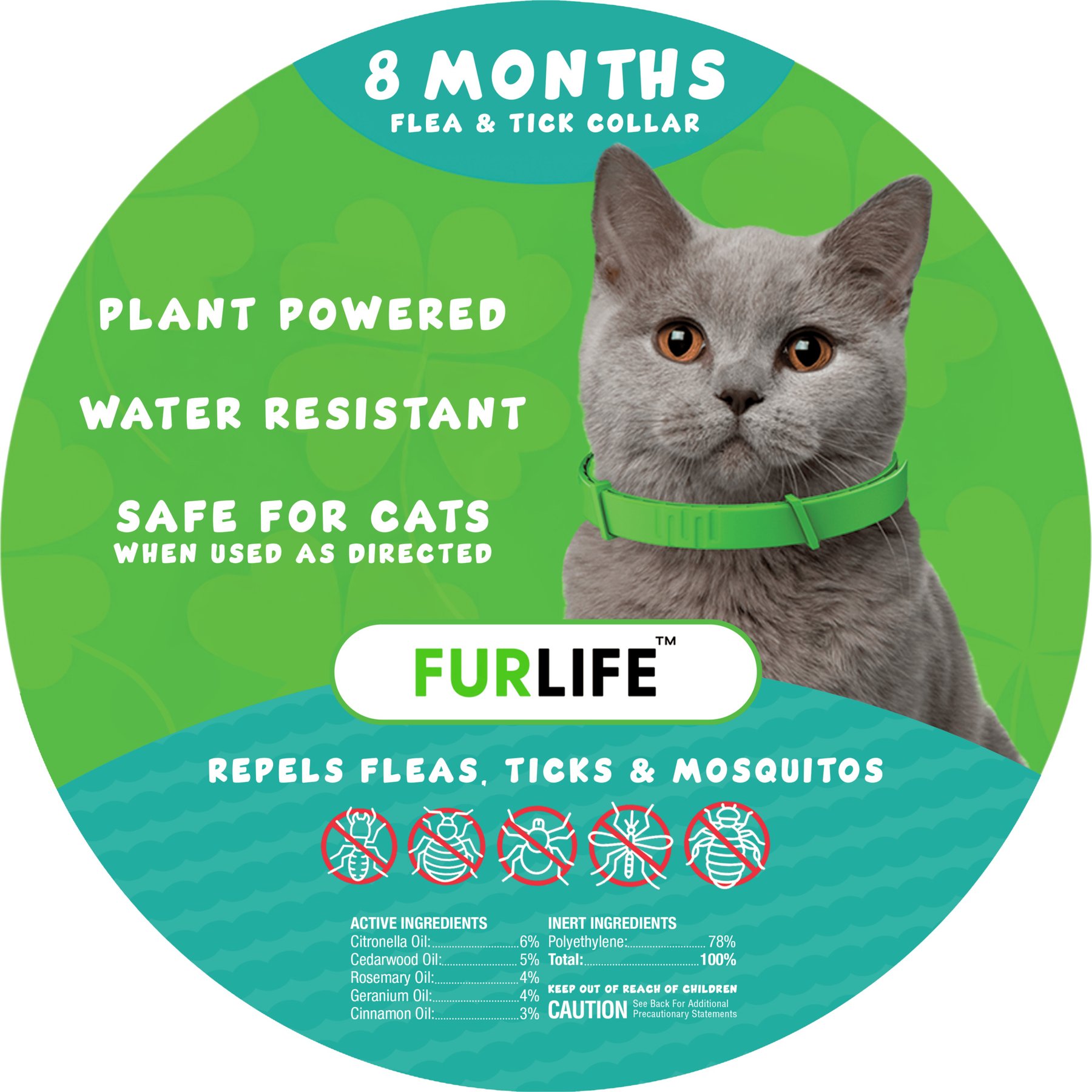 FurLife Flea & Tick Collar for Cats, Green