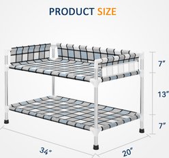 Caghash 2-Tier Bedside Elevated Dog Bed with Guardrail Double Window Perch, Blue, Medium slide 2 of 7
