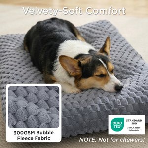 Bedsure Bubble Fleece Dog Bed Mat with Fully Machine Washable, Grey, Large Crate