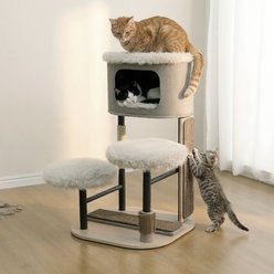 Petpals 37-in Linen Cat Tree, Dark Gray slide 2 of 7