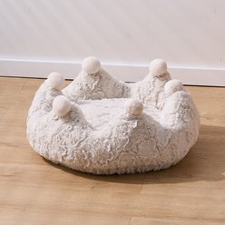 Petpals Rose Crown Novelty Elevated Cat Bed, Cream Small