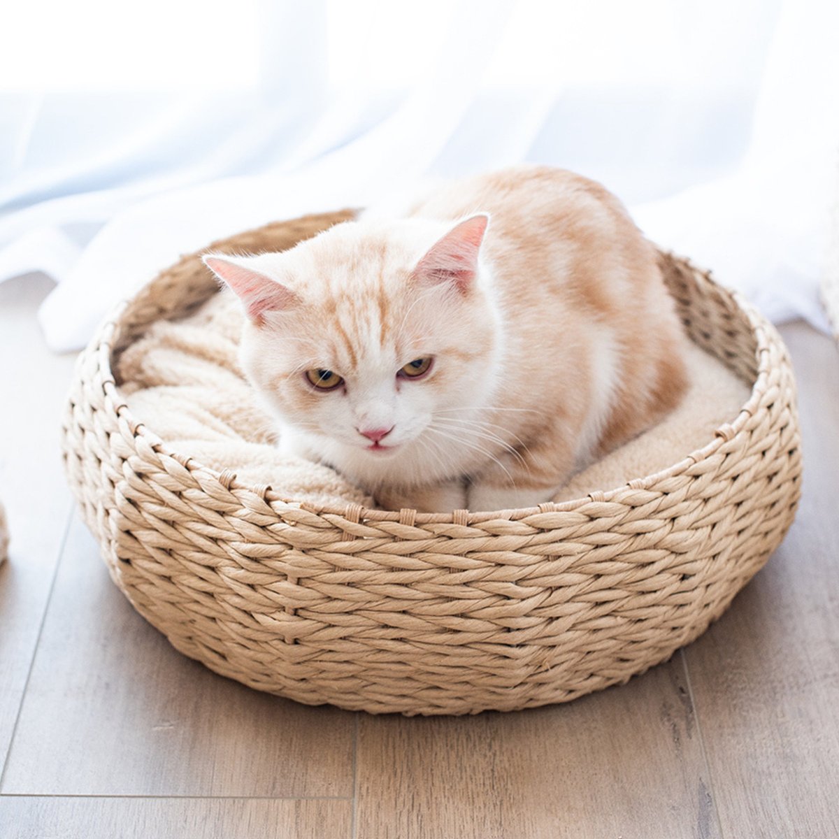 Petpals Cozy Nest Handwoven Novely Cat Bed, Brown, Small