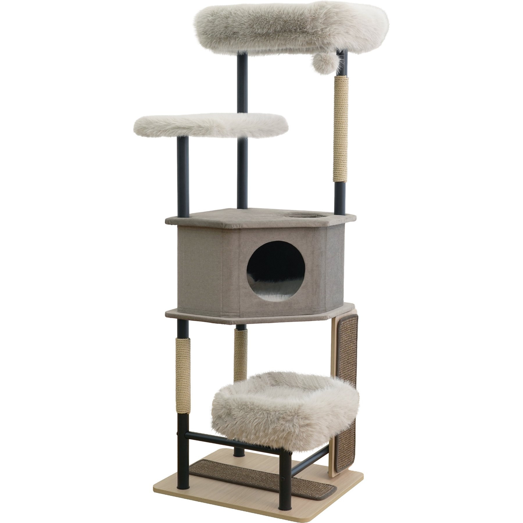 Petpals 61-in Linen Cat Tree, Light Gray