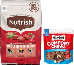 Rachael Ray Nutrish Real Beef, Pea, & Brown Rice Recipe Dry Food + Gentle Digestion Real Chicken, Pumpkin & Salmon Canned Dog Food